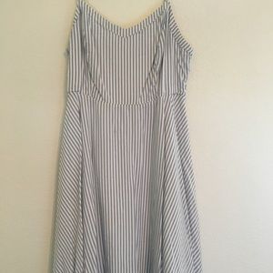 Blue and white striped dress